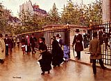 Jean Beraud Famous Paintings - Leaving La Madeleine Paris
